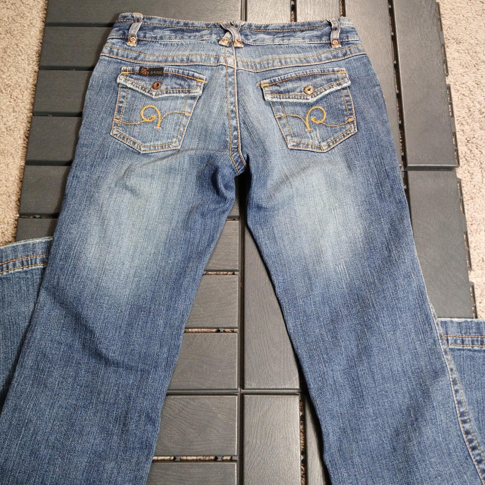 Vintage Y2K  (See Disc.) Embroidered Pockets Women Rocawear Jeans SZ 1-2‎ JD108 - Picture 4 of 4
